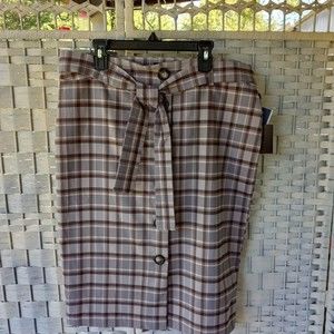 JL Studio Women's Checked Skirt With Belt NWT Business Casual